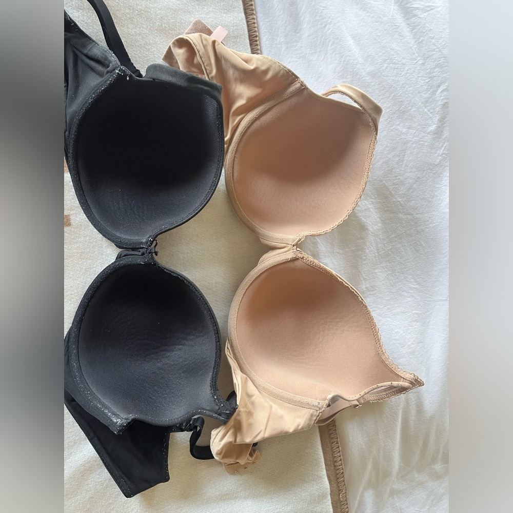 Lot Of 2 Victoria's Secret 34 DDD Body by Victoria Perfect Shape Bra Black Nude - Picture 2 of 3